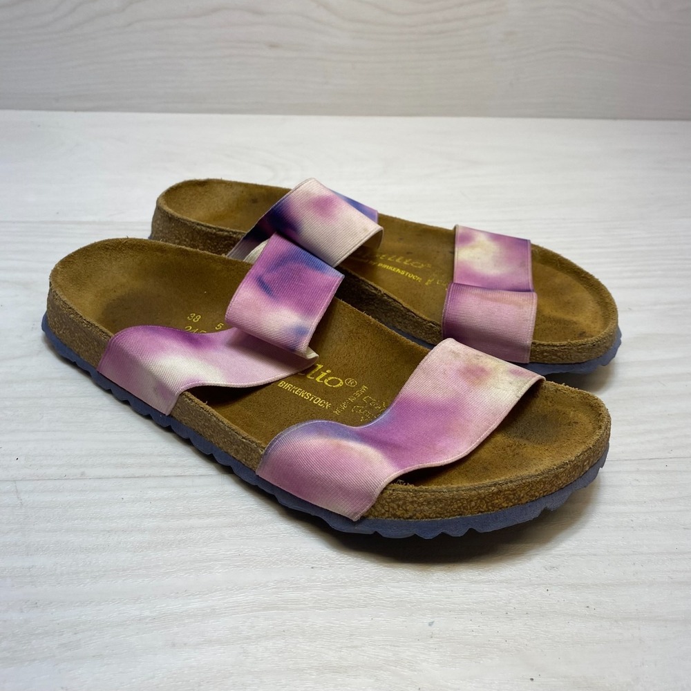 Birkenstock Papillio Curacao Double-band Slide Sandals Women's 7M Pink Tie-dye‎